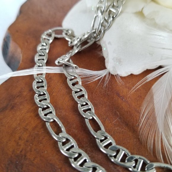 Vintage Mariner Chain Necklace 20" Silver Tone - Picture 2 of 13